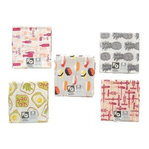 Cotton Fabric Quarters Lot of 5 Food & Drink Each 18" X 21" NWT Quilting Sewing